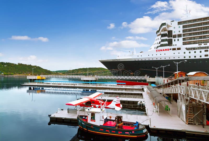 Cunard cruise ship docked at port Saguenay