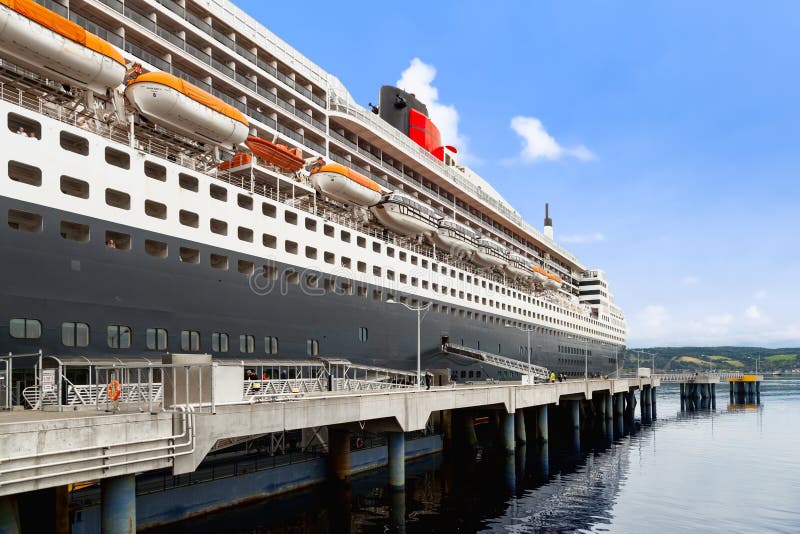 Cunard cruise ship docked at port Saguenay