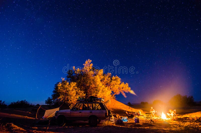 Sahara Desert, Morocco - October 9, 2013. Camping under milion hotel stars