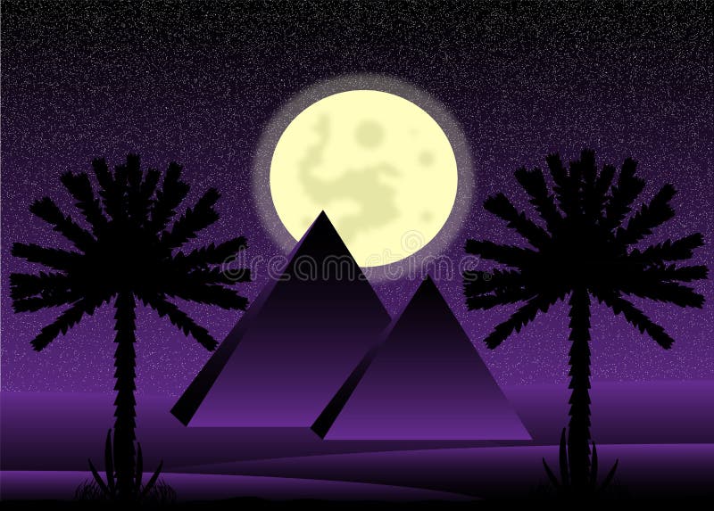 Sahara desert at night stock illustration