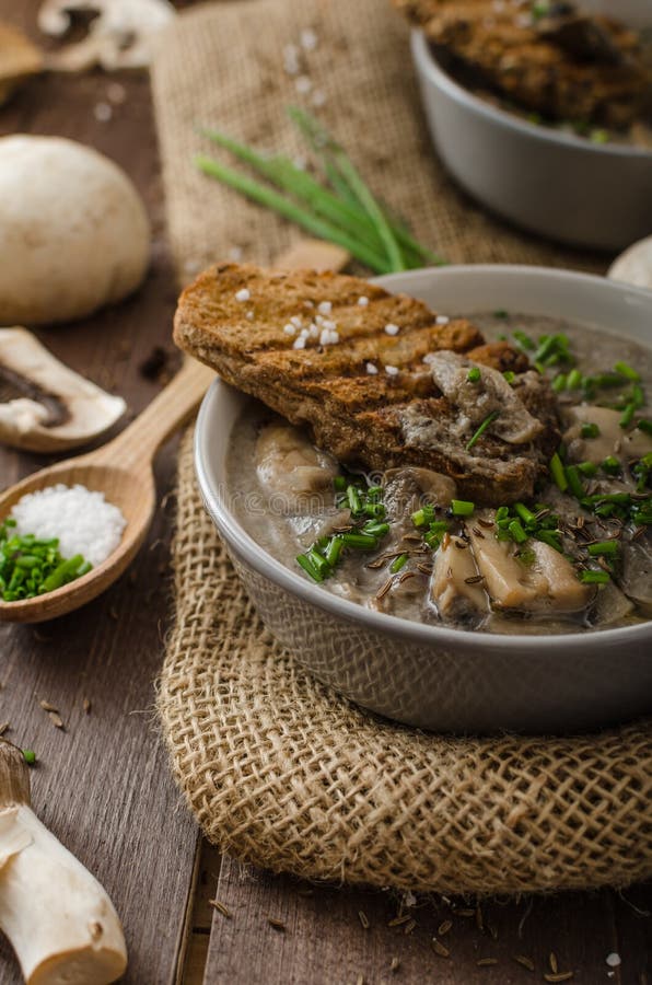 Sahnesuppe mit Pilzen lizenzfreie stockfotografie Sahnesuppe mit Pilzen lizenzfreie stockfotografie