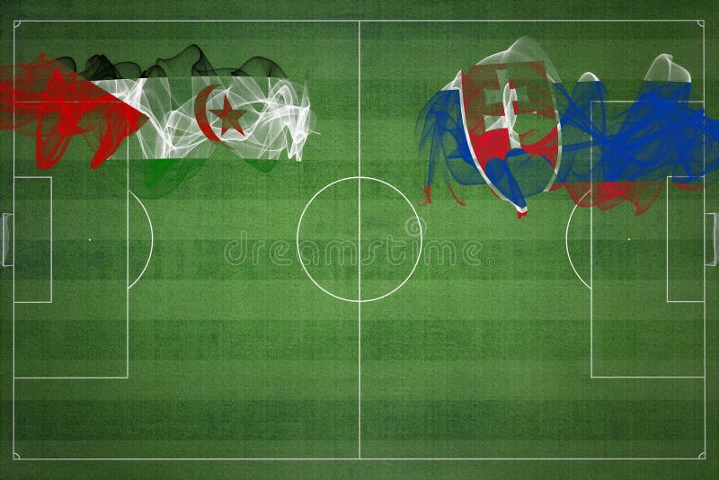 Sahrawi Arab Democratic Republic vs Slovakia Soccer Match, national colors, national flags, soccer field, football game, Copy