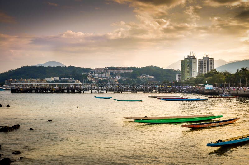 Sai Kung Public Harbour Magic Hour royalty free stock images