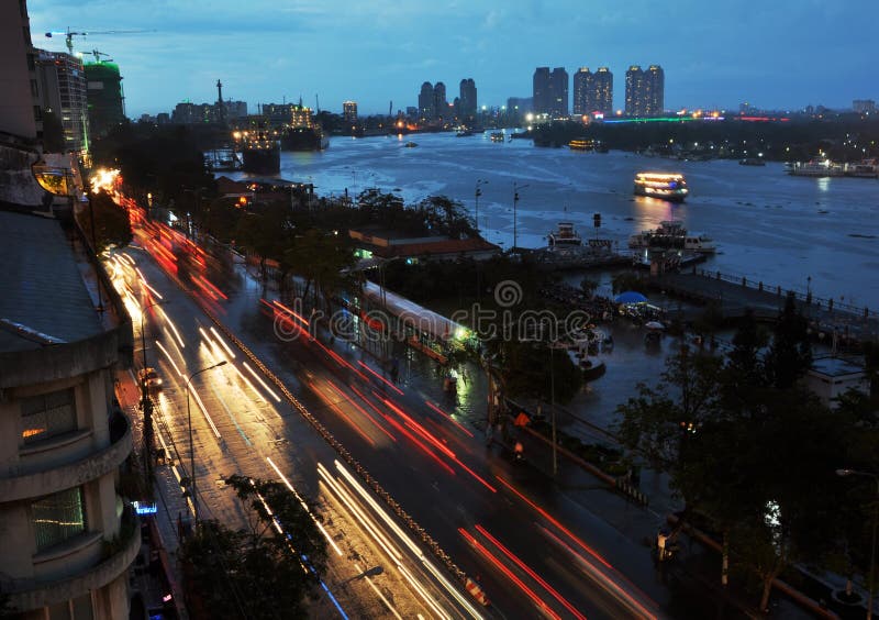 Saigon River At Dusk, Vietnam