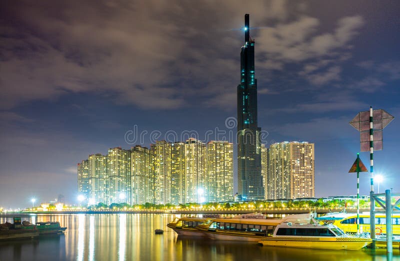 Saigon / Vietnam, July 2018 - Landmark 81 is a super-tall skyscraper currently under construction of Vinhomes Central Park Project