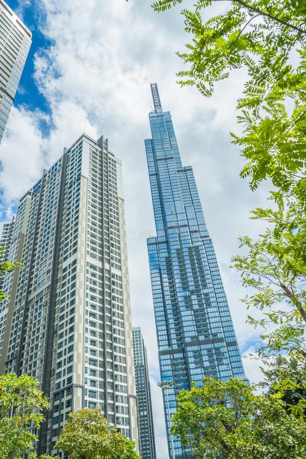 Saigon / Vietnam, July 2018 - Landmark 81 is a super-tall skyscraper currently under construction of Vinhomes Central Park Project