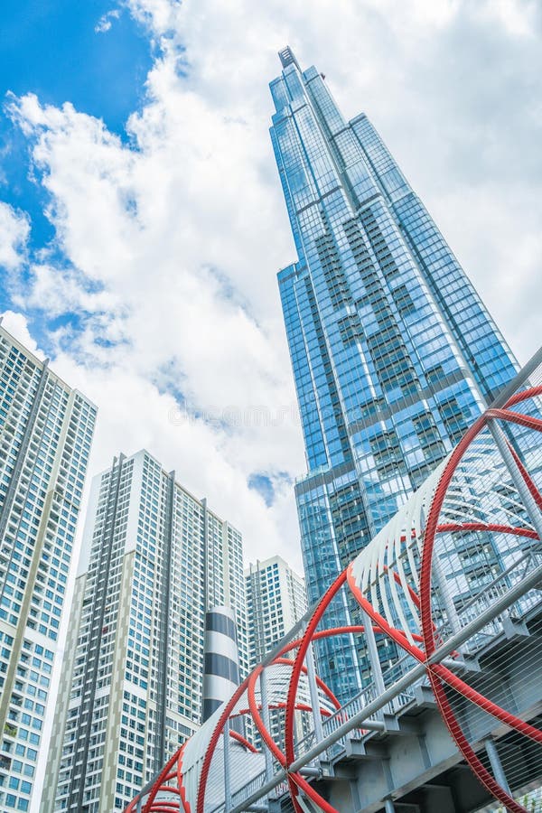 Saigon / Vietnam, July 2018 - Landmark 81 is a super-tall skyscraper currently under construction of Vinhomes Central Park Project