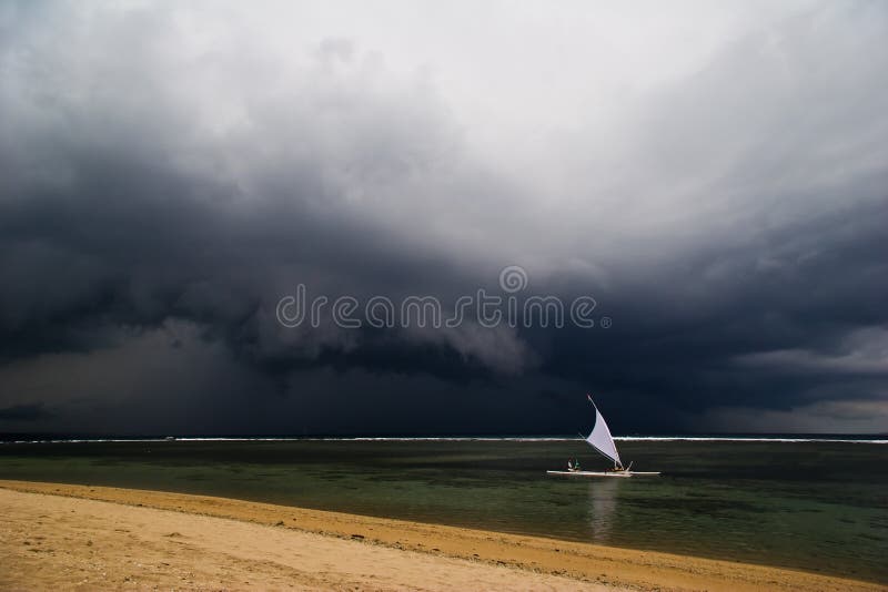 Sail in the bad weather stock image. Image of heaven, boat 7439621