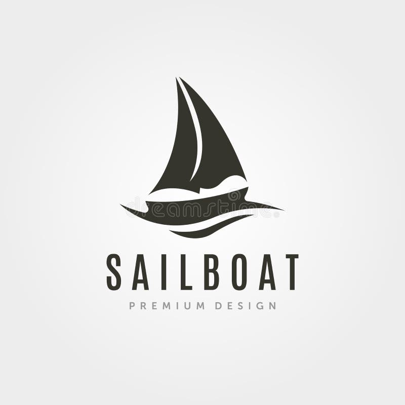 Sail Boat Vintage Logo with Wave Vector Symbol Illustration Design