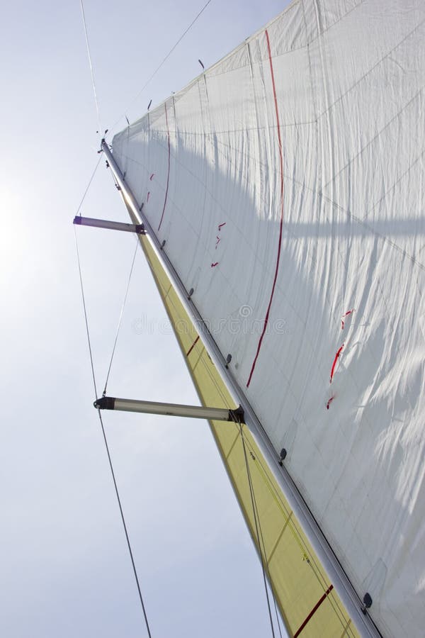 Sail and mast of yacht