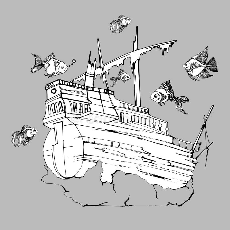 Sailboa för lopp för nautisk illustration för hav för fartygvektorskepp marin- stock illustrationer