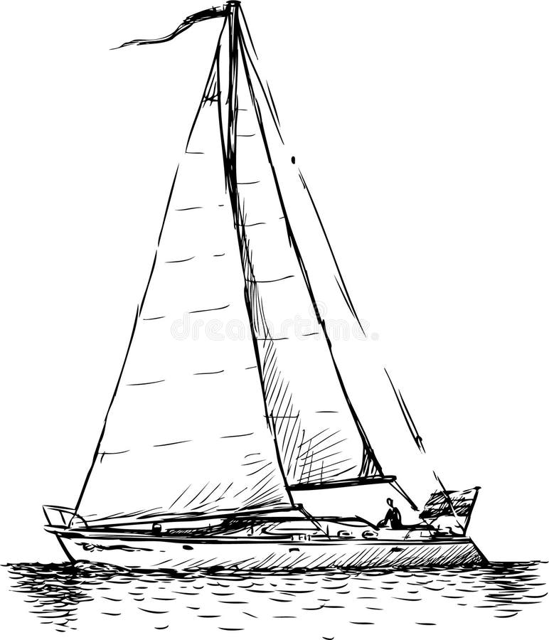 Vector sketch of a sailing yacht. Vector sketch of a sailing yacht.