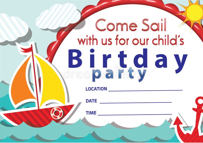 Sailboat birthday invitation No 1