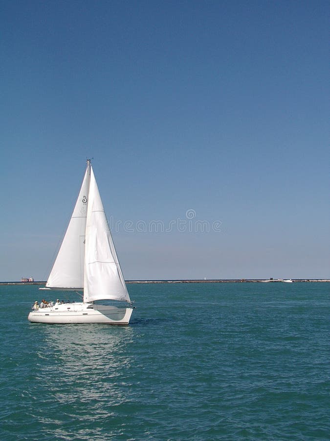 Sailboat in Chicago harbor