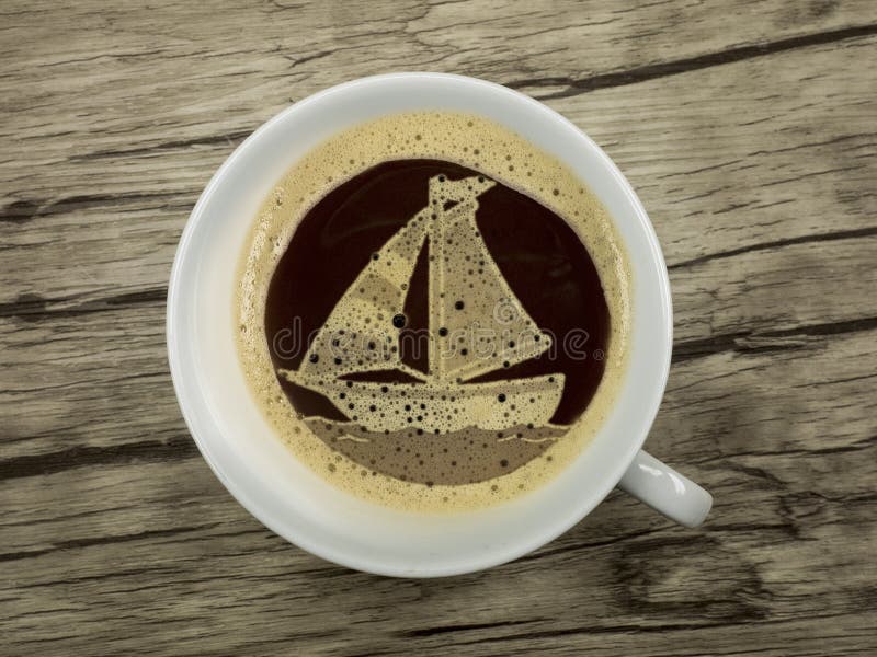 Sailboat in the coffee cup stock image. Image of kaffeefahrt 62594421