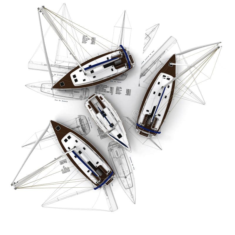 Sailboat engineering aerial view vector illustration Sailboat engineering aerial view vector illustration