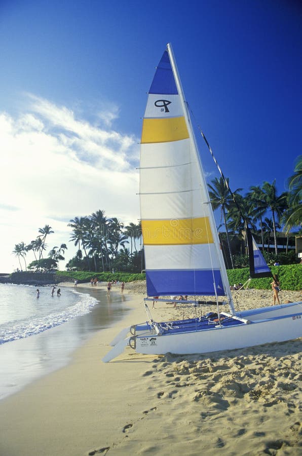 A Sailboat Launched on the Beach in Kauai, Hawaii Editorial Image Image of sports, sailboats