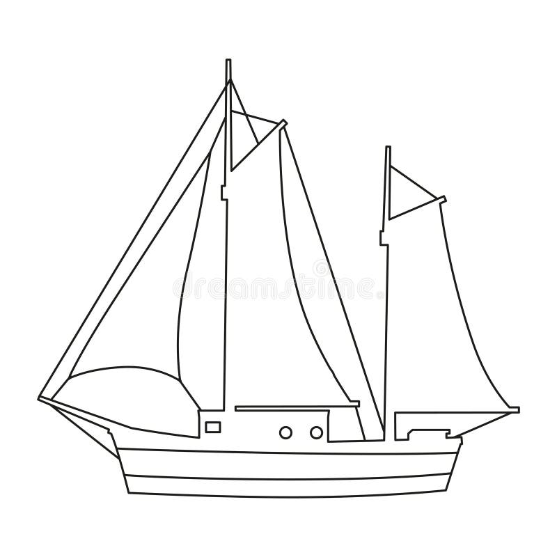 Speedboat line icon logo design marine, ship, vessel, side view