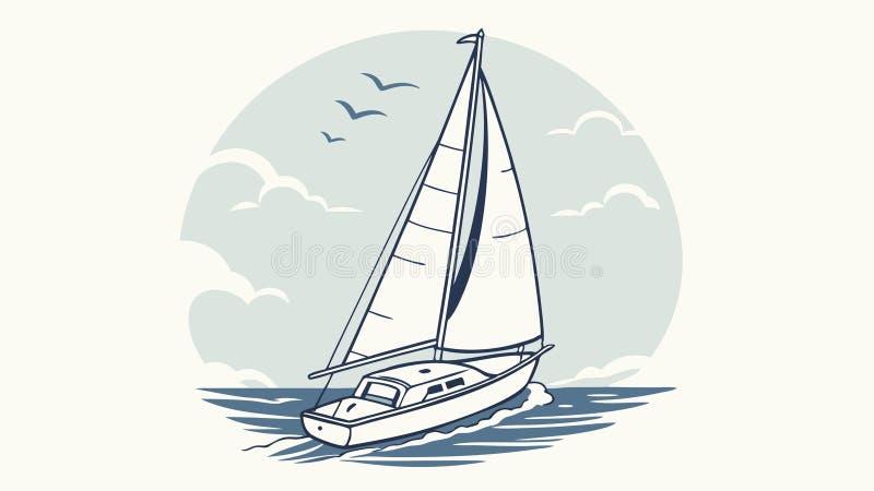 Sailboat Ocean Waves Journey Voyage vektor design Generative AI stock illustrationer