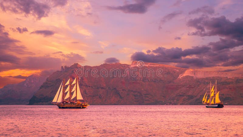 Sailboat in Santorini, Greece royalty free stock photos Sailboat in Santorini, Greece royalty free stock photos