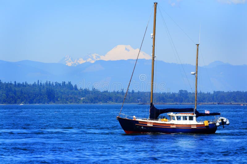 Sailboat Sitting Under Mt Baker