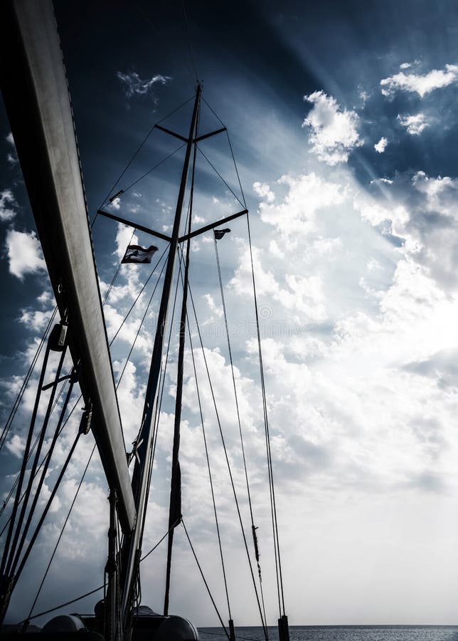 Sailboat in storm stock photo Sailboat in storm stock photo