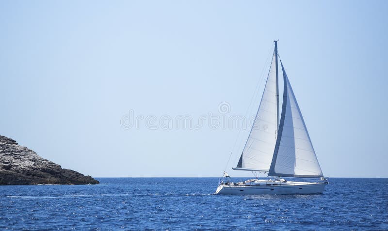 Sailboat trip on sea. Luxury yachts, sea voyages. Joy.