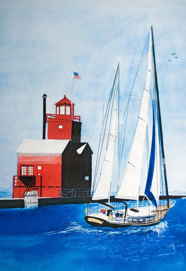 Sailboat Watercolor stock illustration Sailboat Watercolor stock illustration