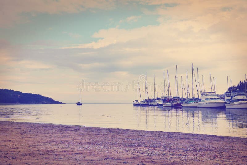 Sailboats in the harbor-color effect