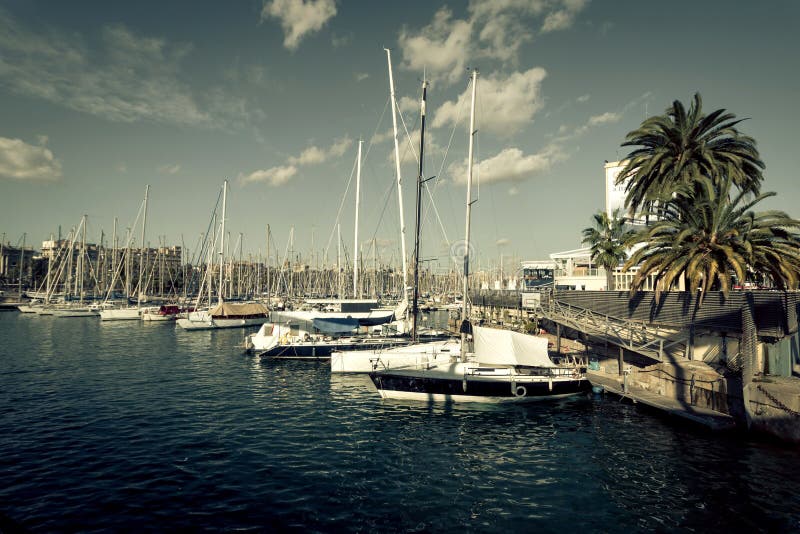 Sailboats at Port Vell, Barcelona Stock Image - Image of port, famous ...