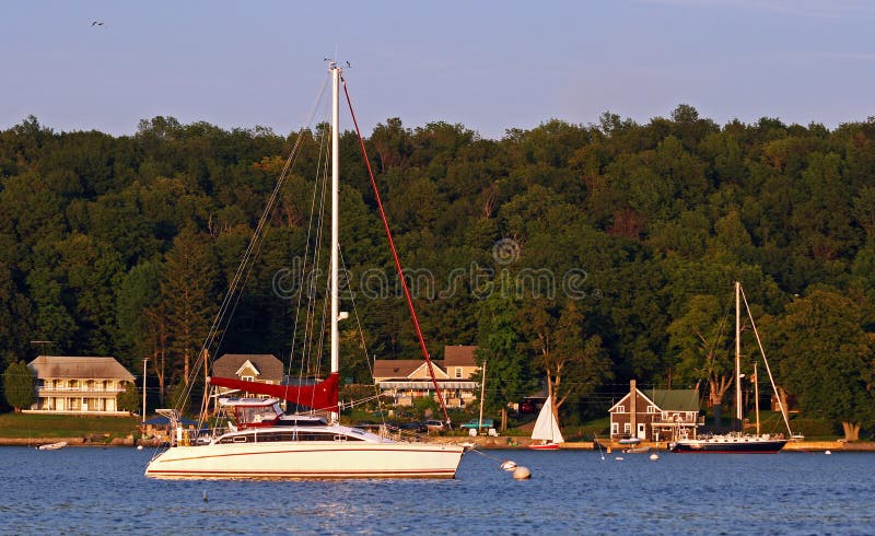 Sailboats at Sunset Henderson Harbor Lake Ontario