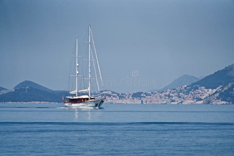 Sailing Boat in Front of Dubrovnik Stock Photo Image of croatia