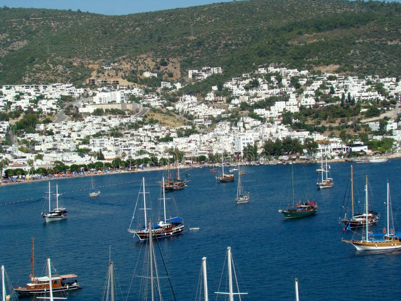 Sailing boats in Bodrum stock photography