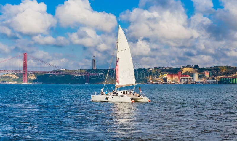 View of Sailing boats at Doca De Belem marina in Lisbon, Portugal