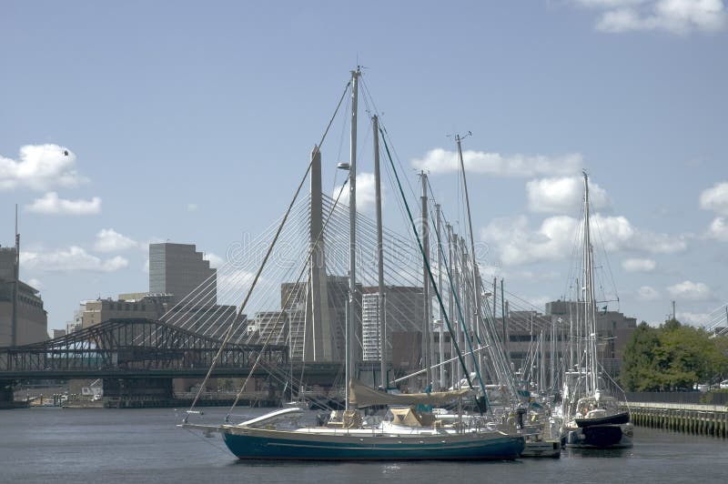 Sailing boats and Zakim bridge