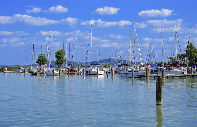 Sailing harbor at Lake Balaton,Hungary royalty free stock images