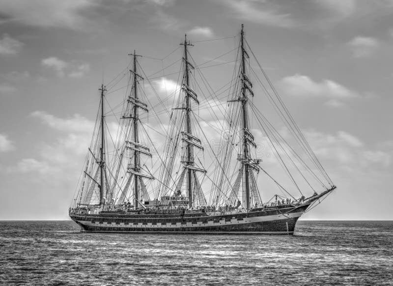 Sailing Ship in Black and White Stock Photo Image of horizon, regatta 95911018