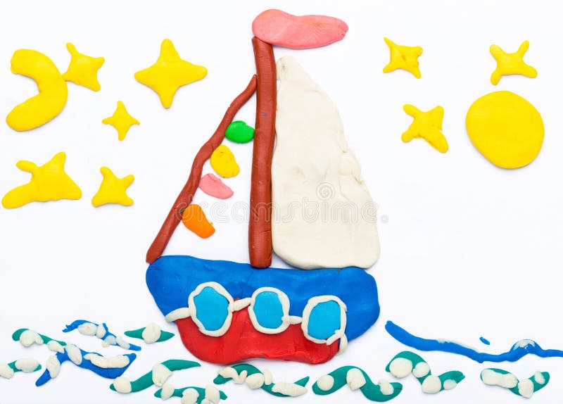 Sailing ship made of plasticine