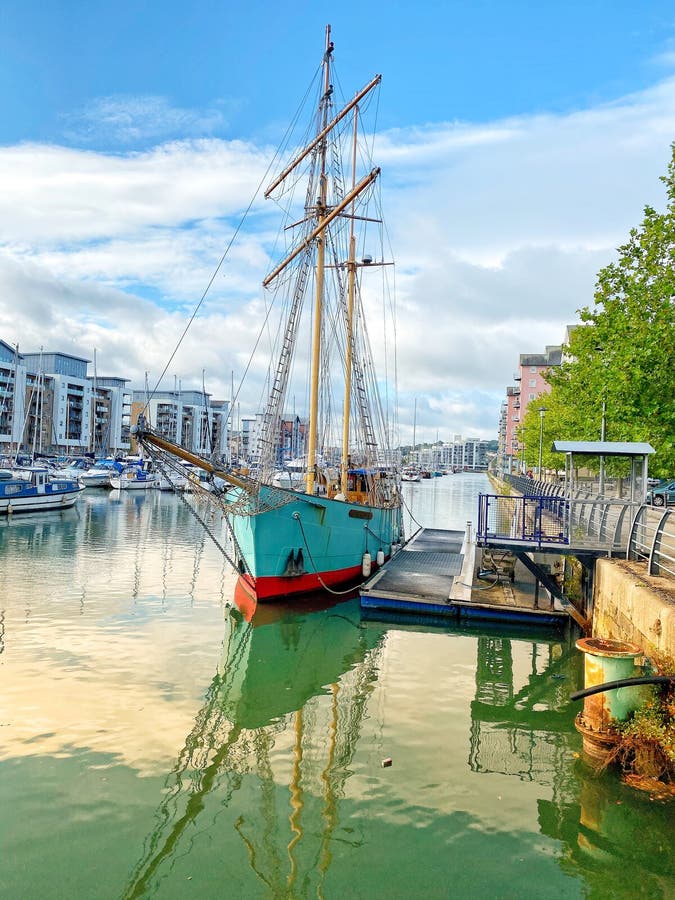 Sailing Ship Moored in a Marina Stock Image Image of canal, boat