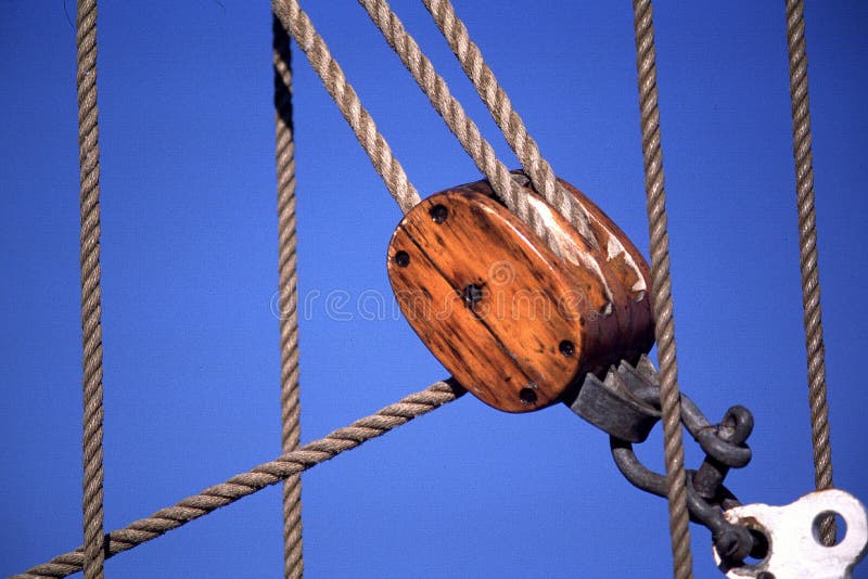 Sailing Ship Ropes And Pulley Stock Image - Image of ship 