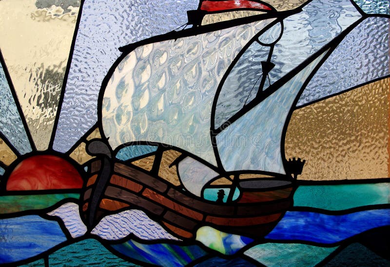 Sailing Ship in Stained Glass Stock Image Image of wood, sailing