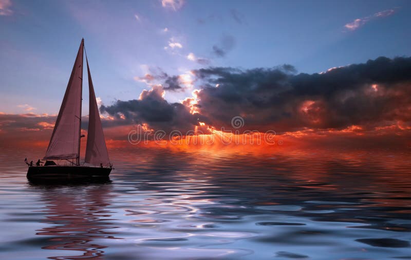 Sailing at sunset