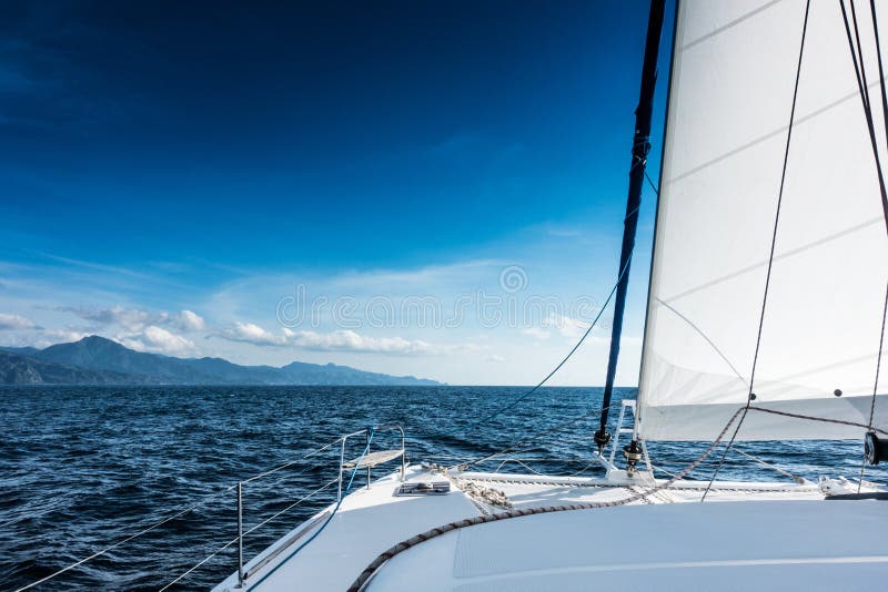 Sailing yacht catamaran sailing in the sea. Sailboat. Sailing.