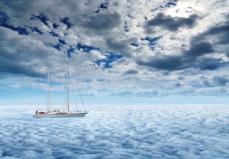 Sailing yacht on a peaceful ocean voyage