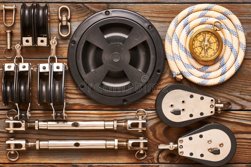 Yacht Rigging, Sailboat Winch and Rope. Stock Image Image of