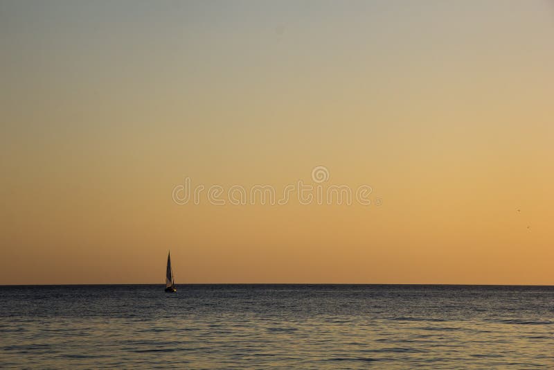 Sailing Yacht In The Sea At Sunset. Black Sea royalty free stock photos Sailing Yacht In The Sea At Sunset. Black Sea royalty free stock photos