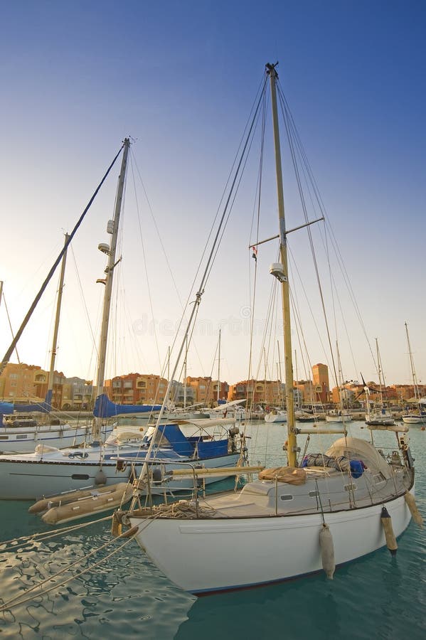 Sailing yachts in a marina stock image. Image of harbor 13738475