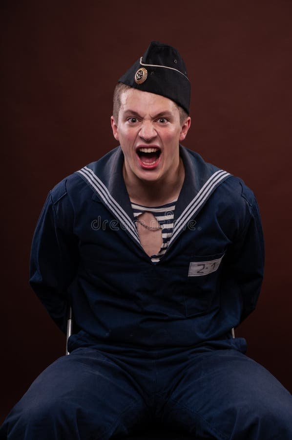 Sailor in studio stock photo. Image of fitness, russian - 191685794