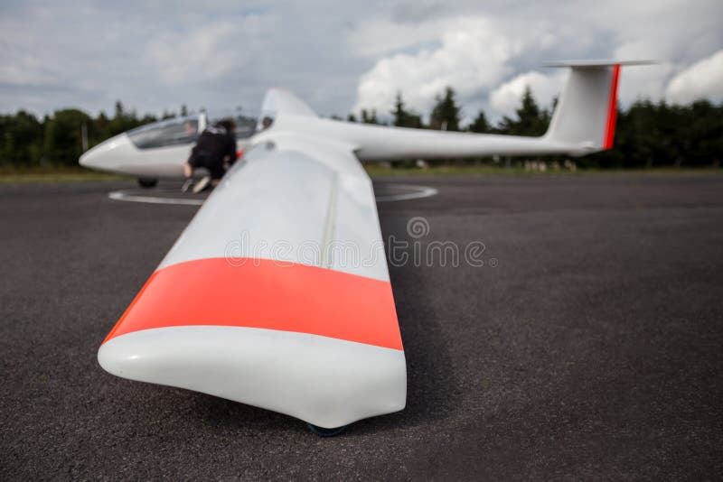 Sailpane on an airfield stock photo Sailpane on an airfield stock photo