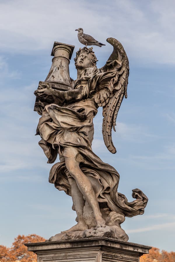 Saint Angelo Bridge Statues in Rome, Italy Editorial Stock Photo